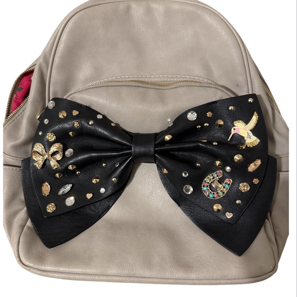 Betsey Johnson Beige Backpack with Embellished Bow - Picture 2 of 6
